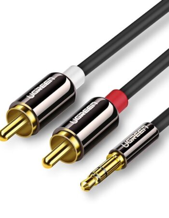 UGREEN Аудио кабел 2-в-1 от 2x RCA jack /м/ към 1x AUX/м/ 3.5mm, 1m /черен/ - AV116 / 10749