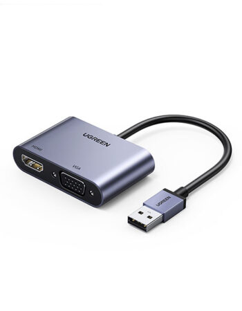 UGREEN Преходник Адаптер 2-в-1 USB-A към HDMI, VGA Converter /сив/ - CM449 / 20518