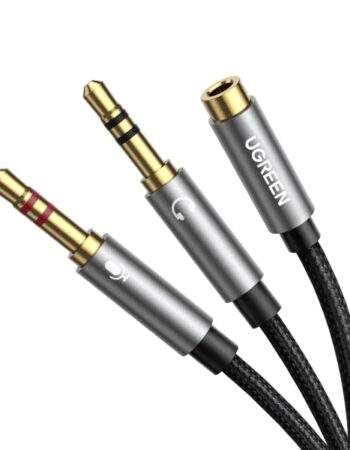 UGREEN Аудио кабел 2-в-1 от 2x AUX/м/ 3.5mm към 1x AUX/ж/ 3.5mm, 0,20m /черен/ - AV140 / 20899