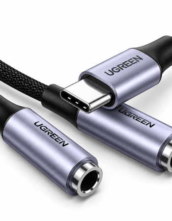 UGREEN Аудио кабел 2-в-1 от 2 x AUX/ж/ 3.5mm към Type-C/м/, 0,25m /сив/ - AV144 / 30732