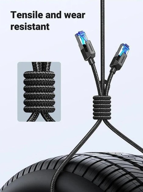 UGREEN LAN кабел Cat8 Round braided, 10м /черен/ - NW153 / 30795