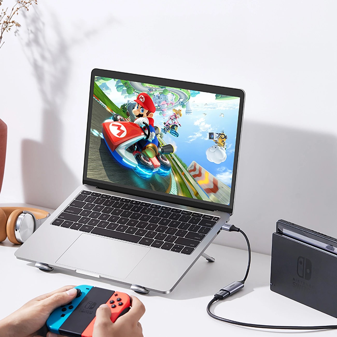 UGREEN Преходник Адаптер 2-в-1 от HDMI /ж/ към USB-A+ адаптер Type-C /м/, 1080p /сив/ - CM489 / 40189