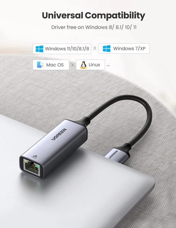 UGREEN Преходник Адаптер от USB-A 3.0 към RJ45 /ж/ /сив/ - CM209 / 50922