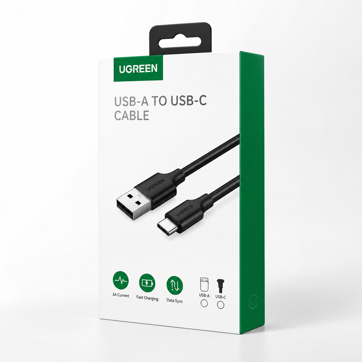 UGREEN Кабел USB-A - Type-C, 1м, 3A, Nickel plating /черен/ - US287 / 60116