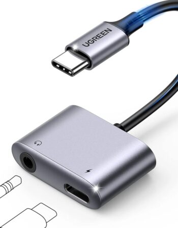 UGREEN Преходник Адаптер 2-в-1 Type-C към USB-C, AUX/ж/3.5mm /сив/ - CM231 / 60164