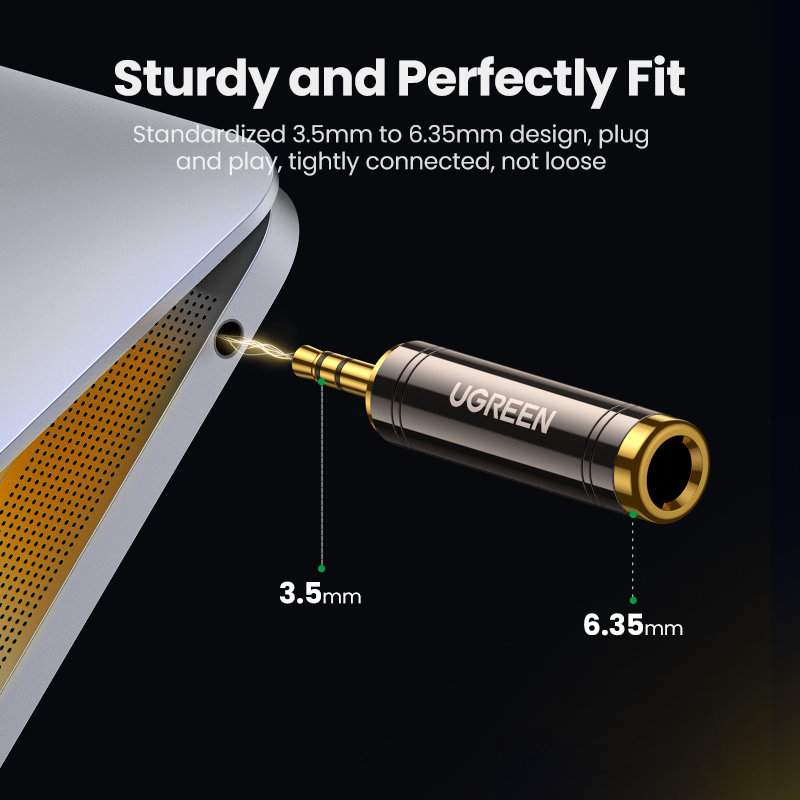 UGREEN Преходник Адаптер 1x AUX/м/ 3.5mm към 1x 6.35mm /ж/ /сив/ - AV168 / 60711