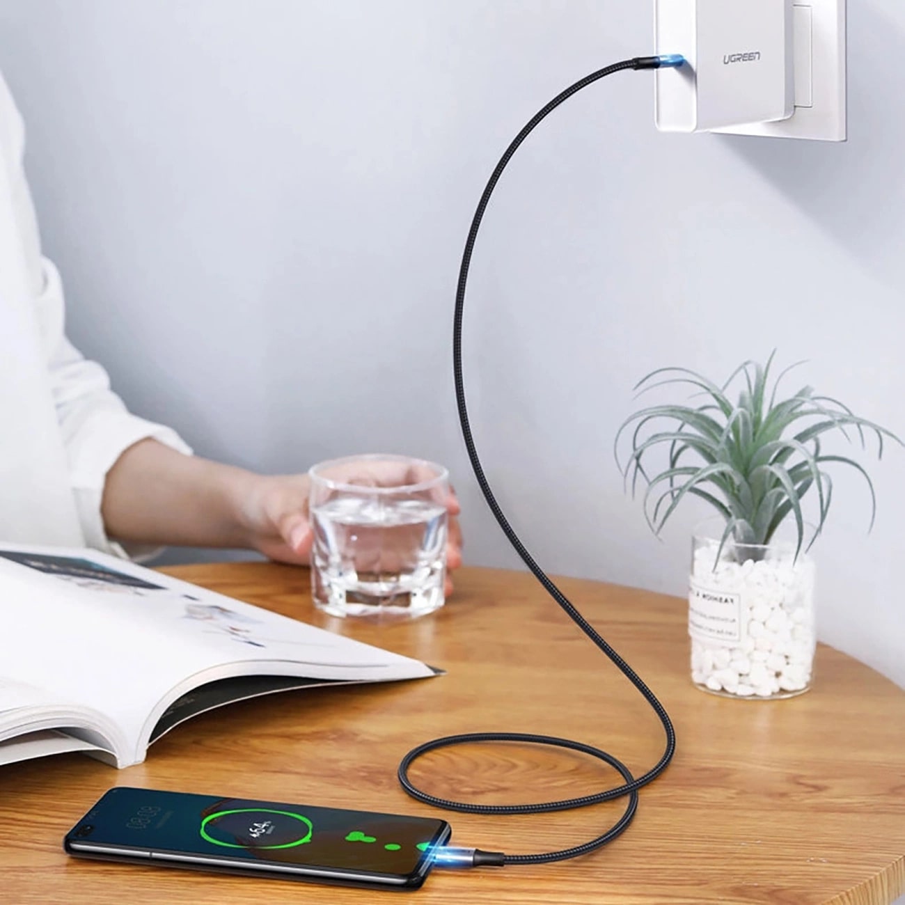 UGREEN Кабел C-C, 1.5m, 100W, Nylon Braided /черен/ - US316 / 70428